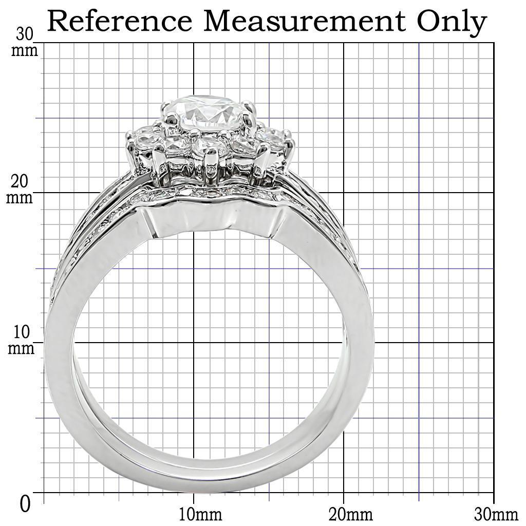 Rhodium Brass Ring with AAA Grade CZ in Clear Size 6