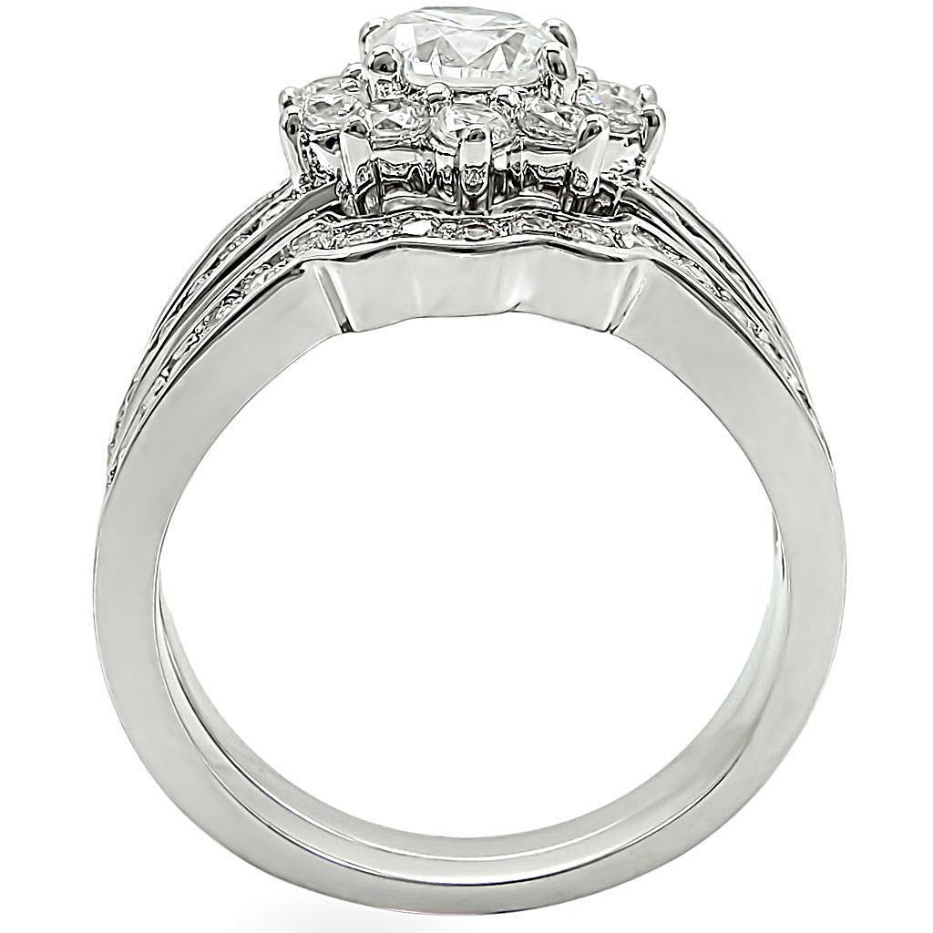 Rhodium Brass Ring with AAA Grade CZ in Clear Size 6