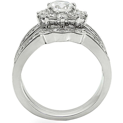 Rhodium Brass Ring with AAA Grade CZ in Clear Size 6