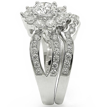 Rhodium Brass Ring with AAA Grade CZ in Clear Size 6