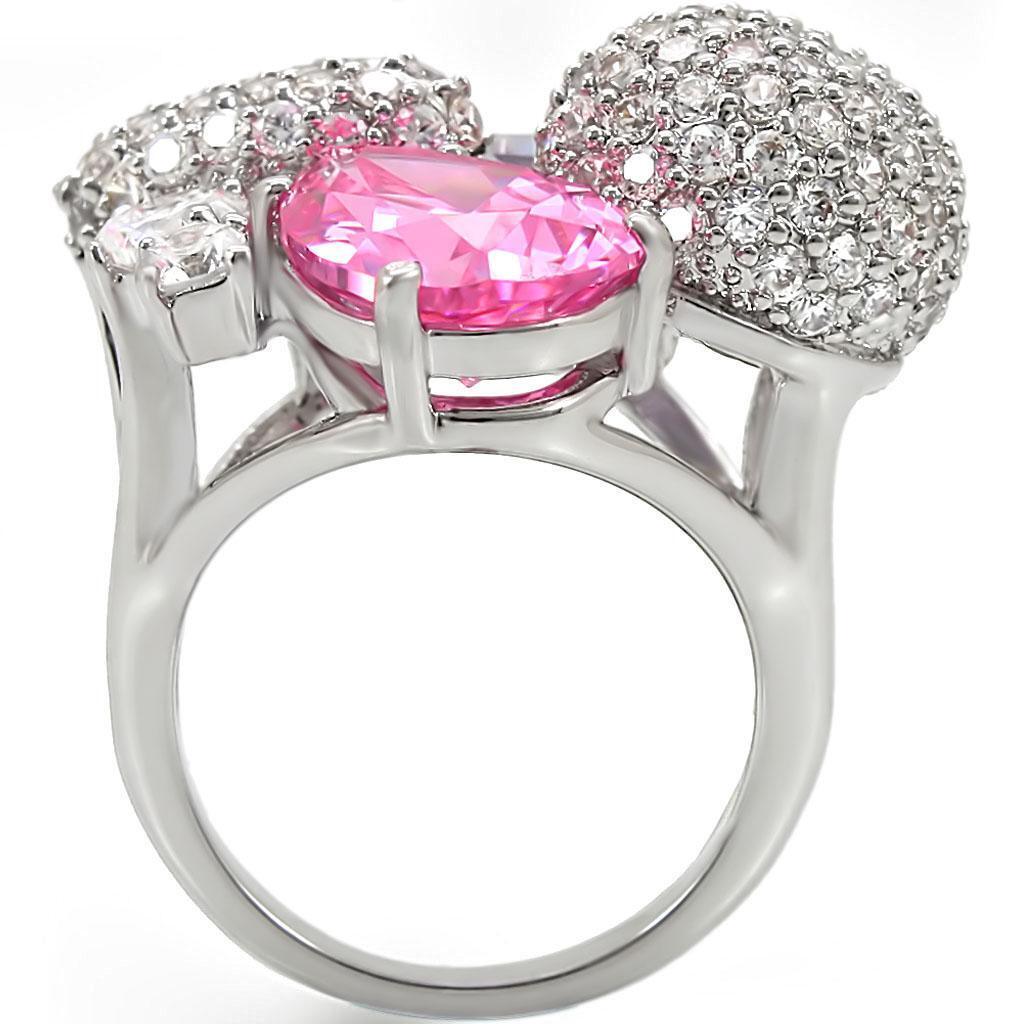 Rhodium Brass Ring with AAA Grade CZ in Multi Color Size 5