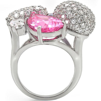 Rhodium Brass Ring with AAA Grade CZ in Multi Color Size 5