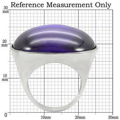 Rhodium Brass Ring with Genuine Stone in Amethyst Size 7