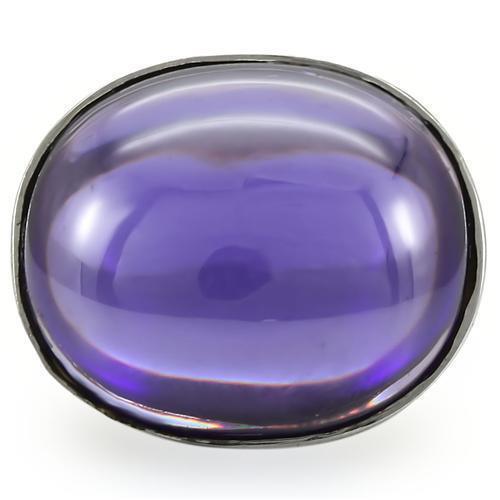Rhodium Brass Ring with Genuine Stone in Amethyst Size 7