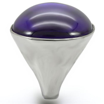 Rhodium Brass Ring with Genuine Stone in Amethyst Size 7