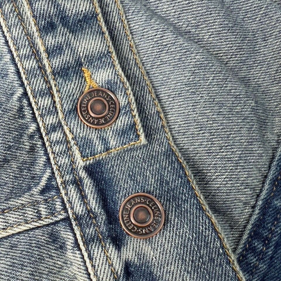 CELINE Washed Grey Denim Jacket – Casual Single-Breasted
