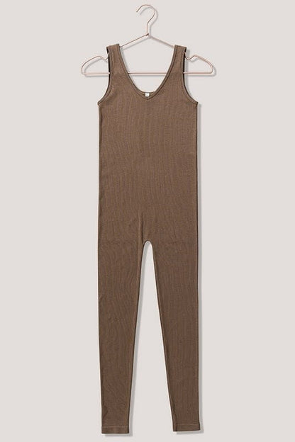 Ribbed Sports Bodysuit - Brown