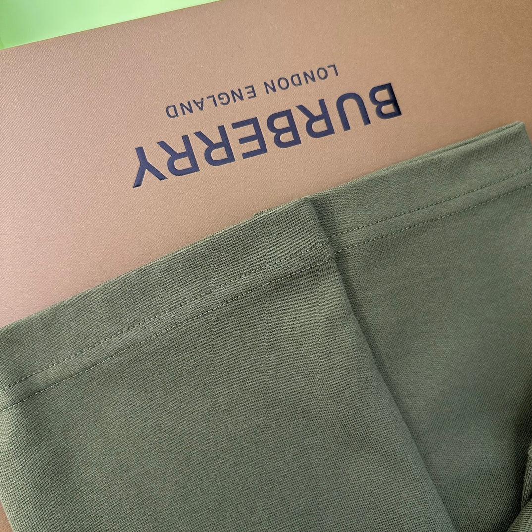 Burberry Green &amp; White T-Shirt Without Collar - Premium Cotton Comfort