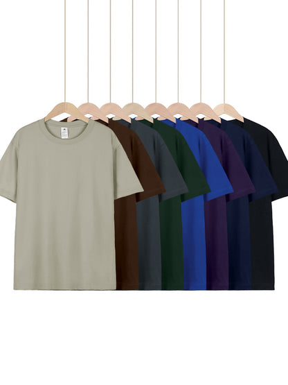 All-Match Crewneck Shoulder Top Solid Color Half-Sleeve
