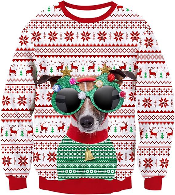 Animal Christmas Print Pullover Sweatshirt