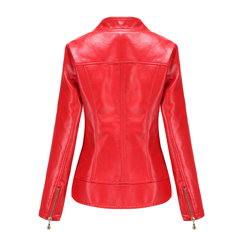 Damen Kunstleder Dünne Frühlings-Herbstjacke Damen Jacke Freizeitkleidung