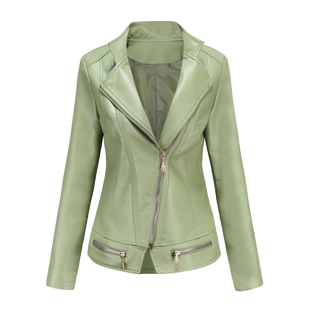Damen Kunstleder Dünne Frühlings-Herbstjacke Damen Jacke Freizeitkleidung