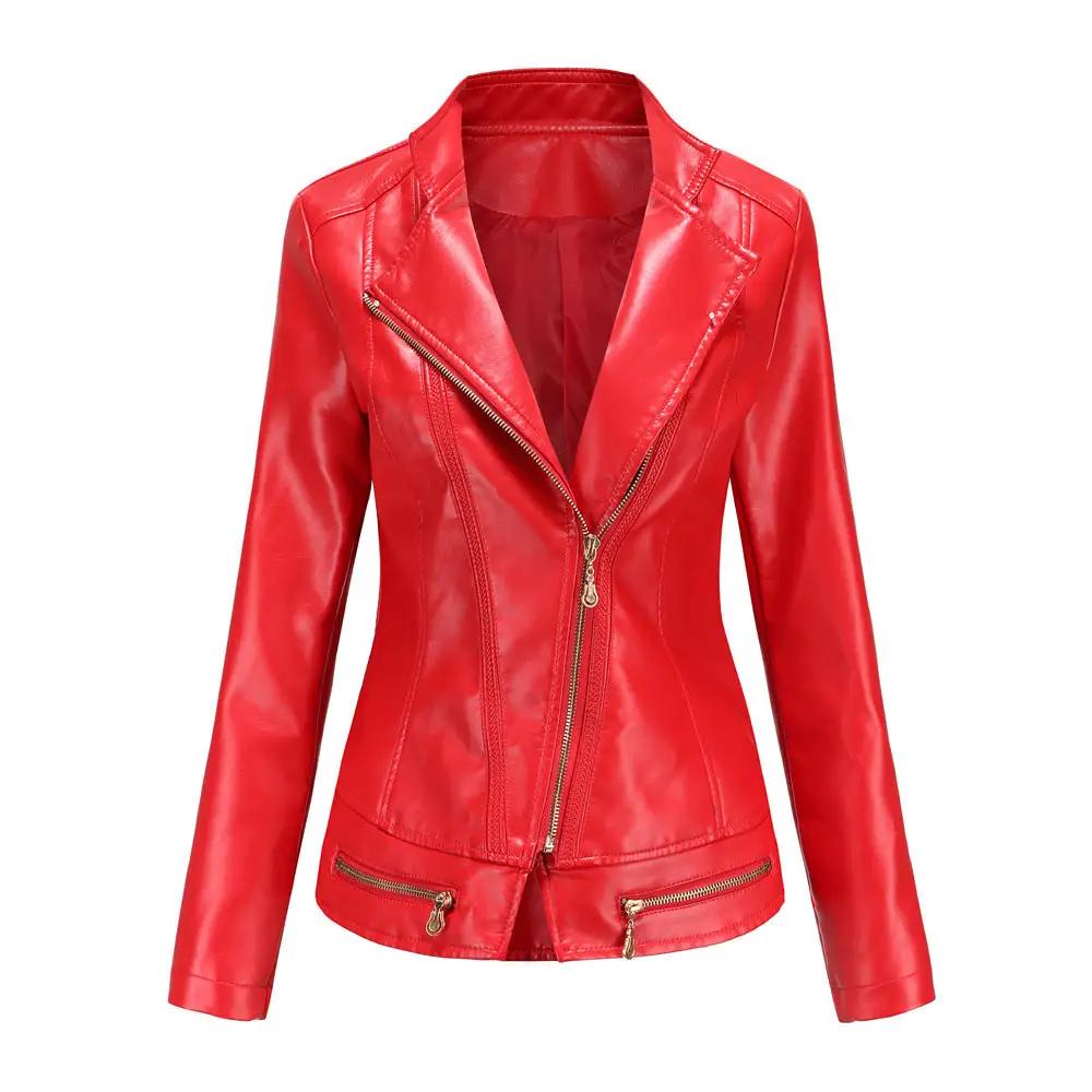 Women Faux Leather Thin Spring Autumn Coat Women Jacket Casual Clothing by Wanita Store