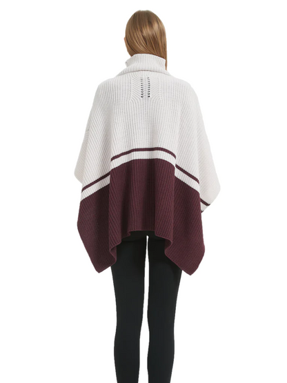Save the Ocean Sustainable Color Block Pullover Turtleneck Poncho