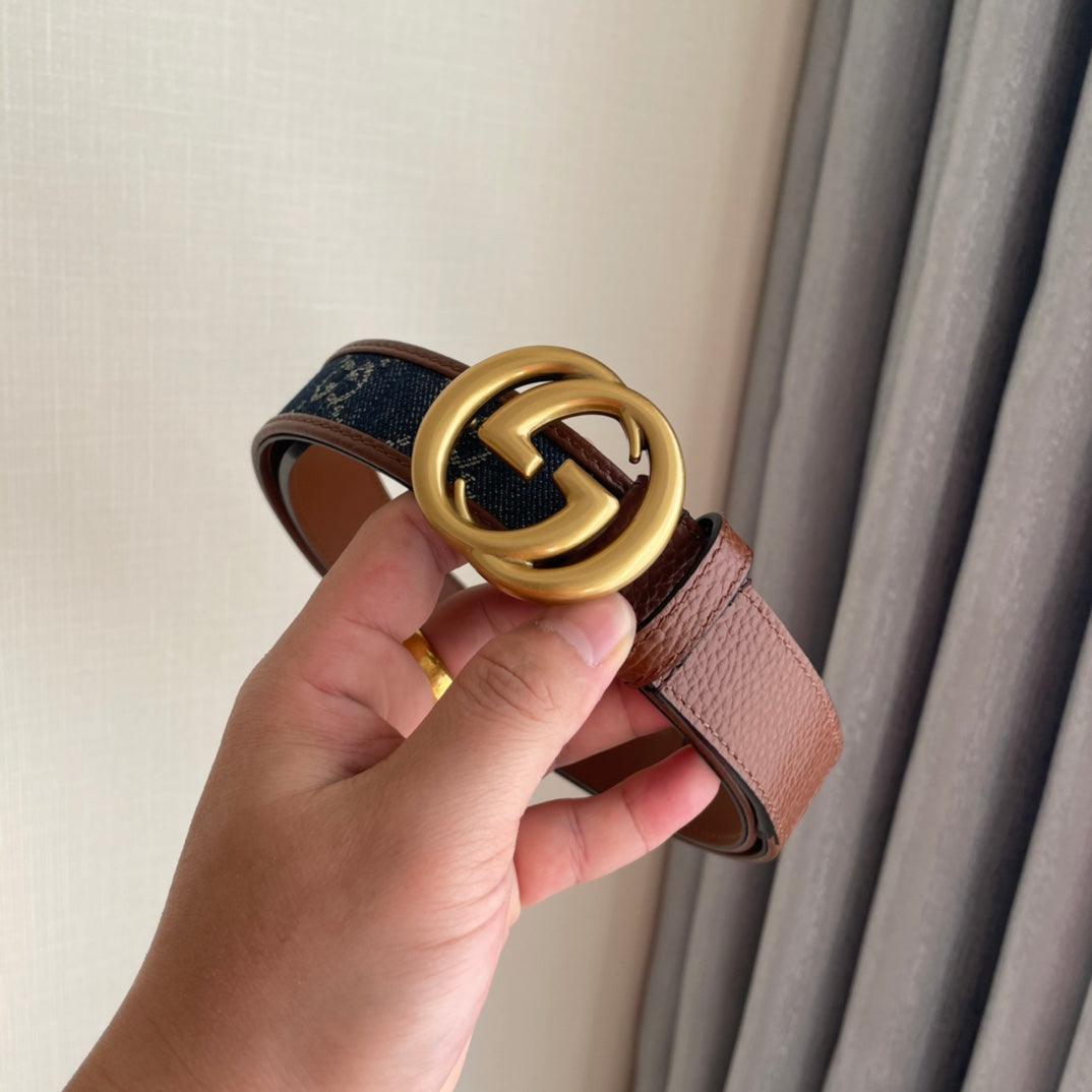 GUCCI Embellished coated-canvas and leather belt &