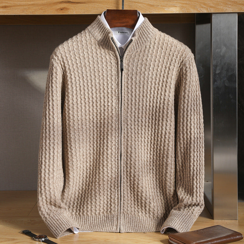 Wool Zipper Cardigan Men&