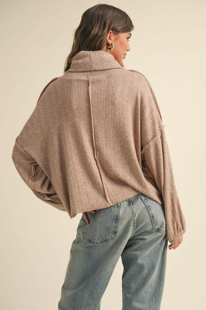 Turtle Neck Dolman Sleeve Sweater - Coco