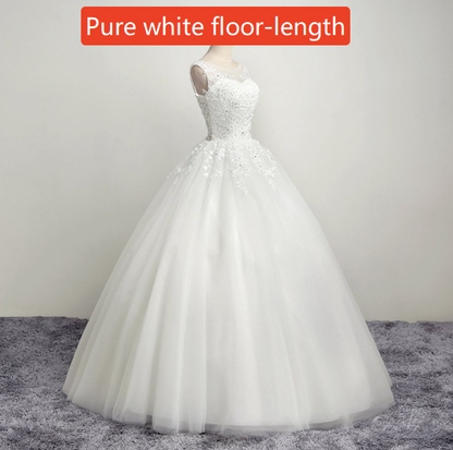 Ivory White Lace Maternity Wedding Dress with Train