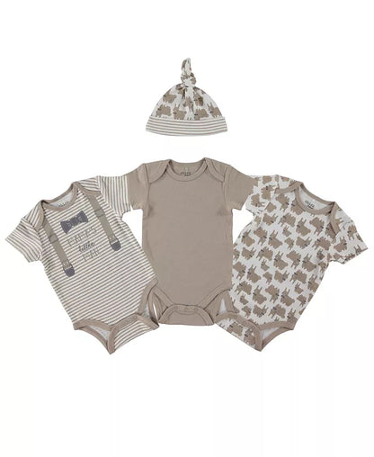 Chickpea Baby Boys 4-PC. Printed Cotton Bodysuits &amp; Hat Set