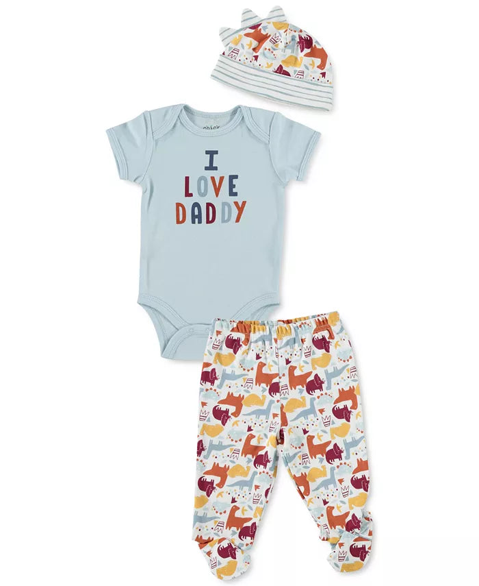 Chickpea Baby Boys 3-PC. Cotton Bodysuit, Pants &amp; Hat Set