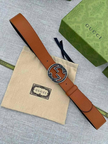 GUCCI Embellished coated-canvas and leather belt &