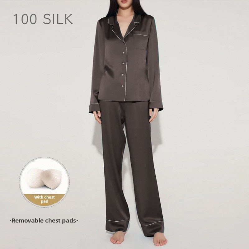 Women?s high-end 100% mulberry silk loungewear set with built-in bra pads.