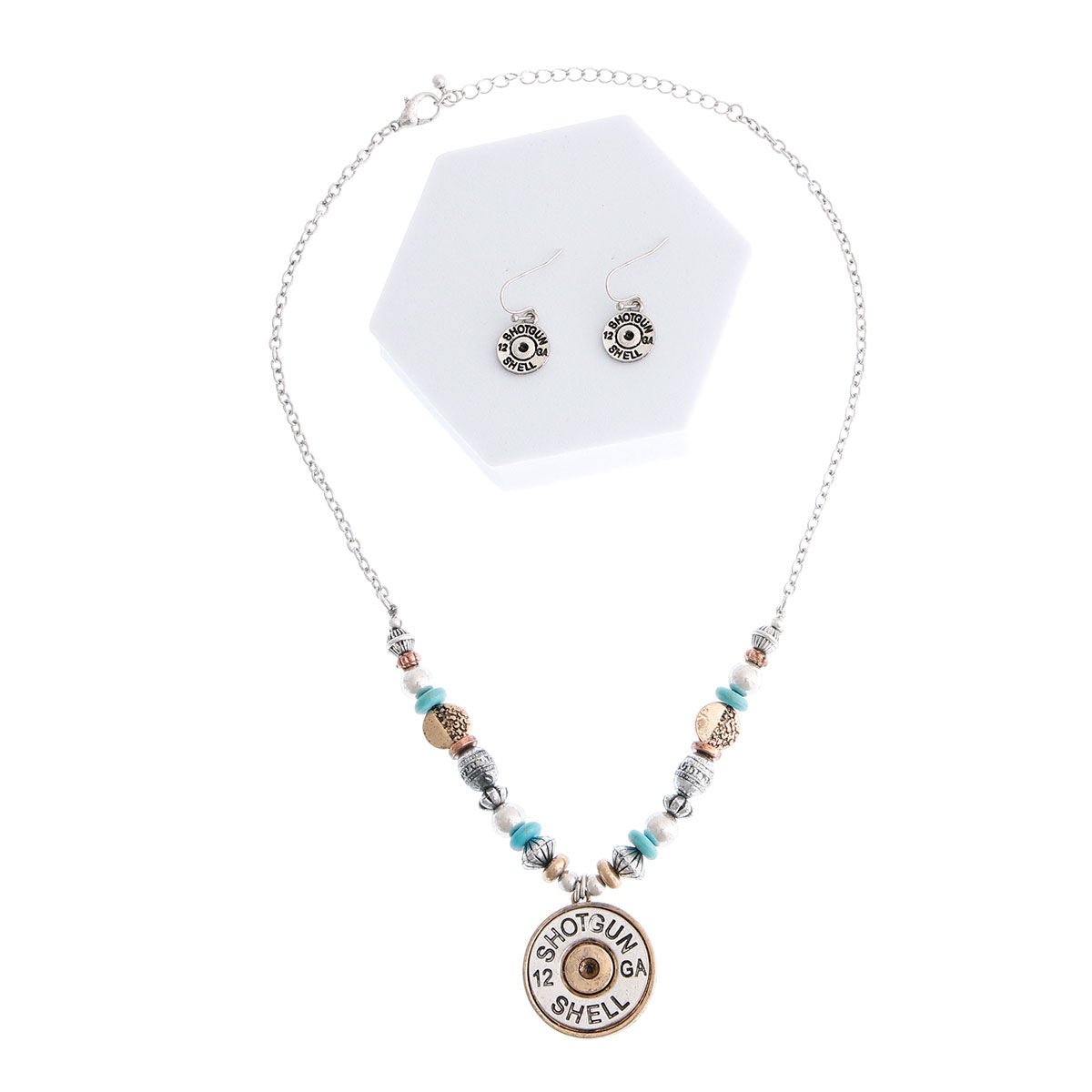 12 Gauge Shotgun Shell Pendant Bead Necklace Set