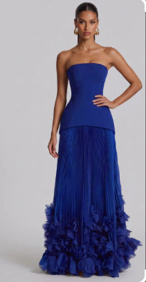 Elegant Long Evening Dress with Petal Details