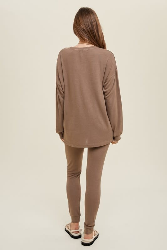 Two Piece Comfy Slub Set - Mocha