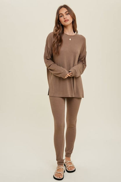 Two Piece Comfy Slub Set - Mocha
