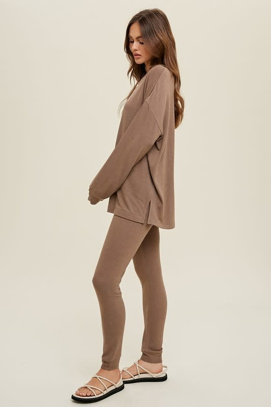 Two Piece Comfy Slub Set - Mocha