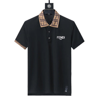 Fendi Black T-shirt with Collar