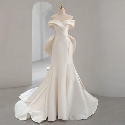 French Satin Fishtail Wedding Dress