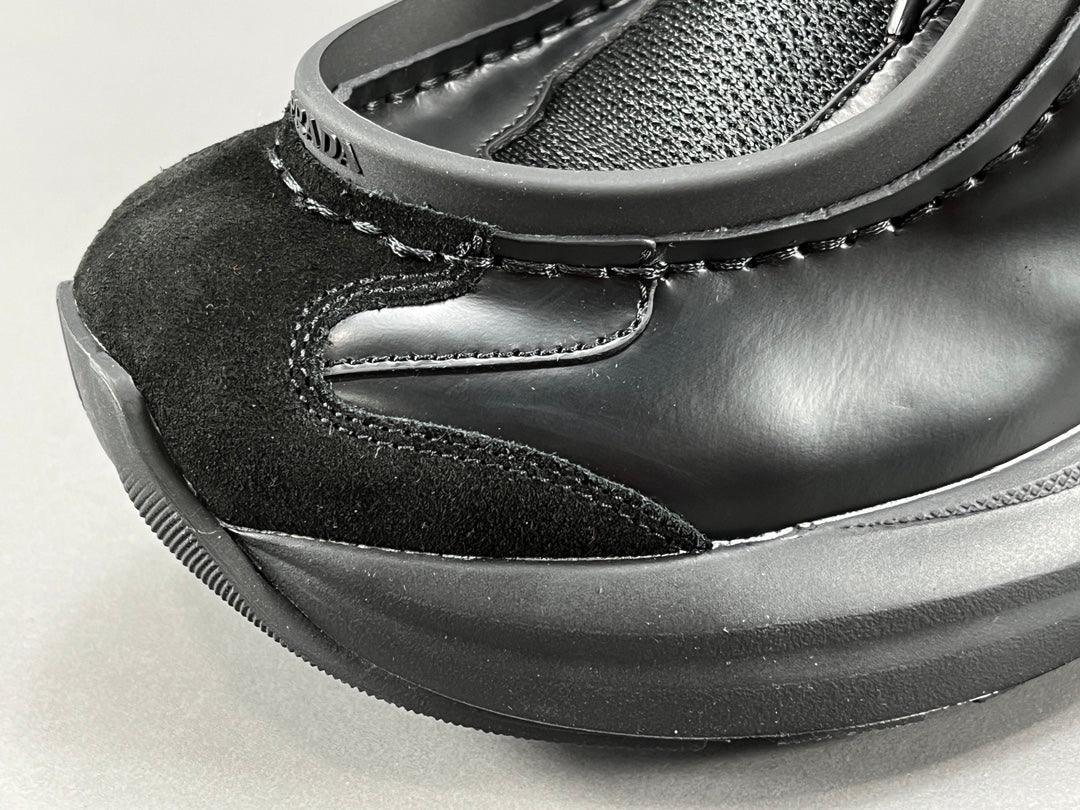 Prada Brushed Leather Bike Fabric Suede Garnet Black