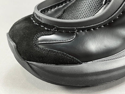 Prada Brushed Leather Bike Fabric Suede Garnet Black