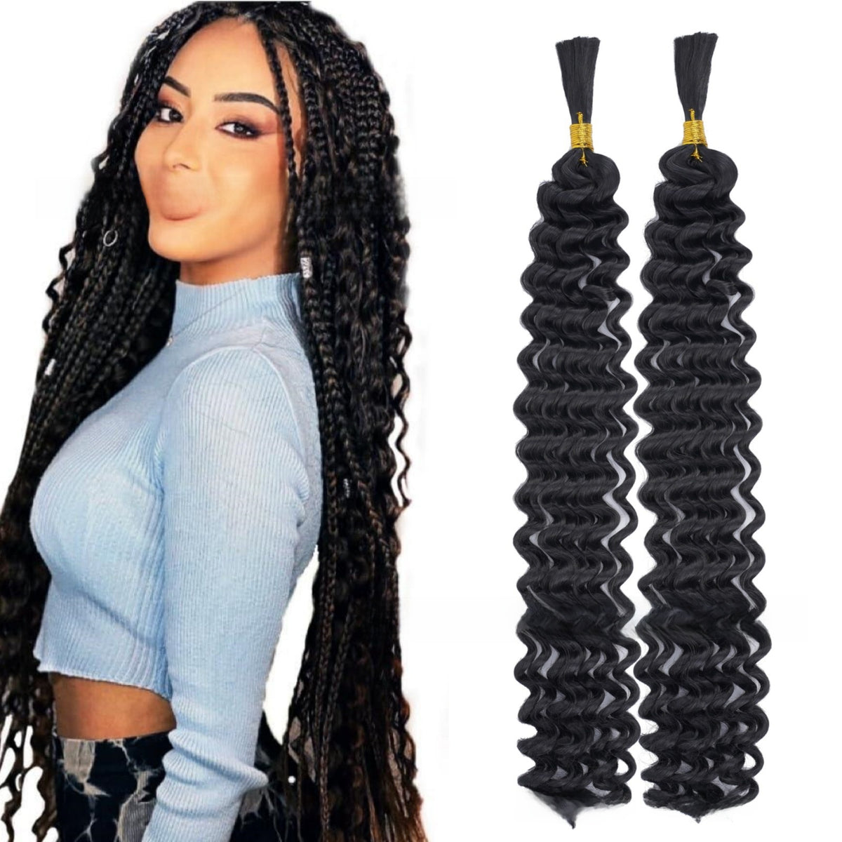 Deep Wave Bohemian Braid Wig Hand-Woven Hair Extensions