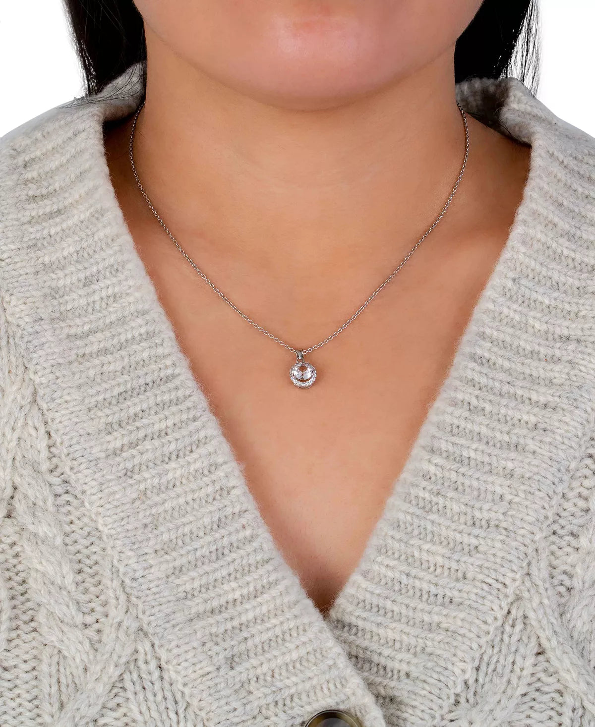 Giani Bernini Crystal and Cubic Zirconia Halo 18in Pendant Necklace