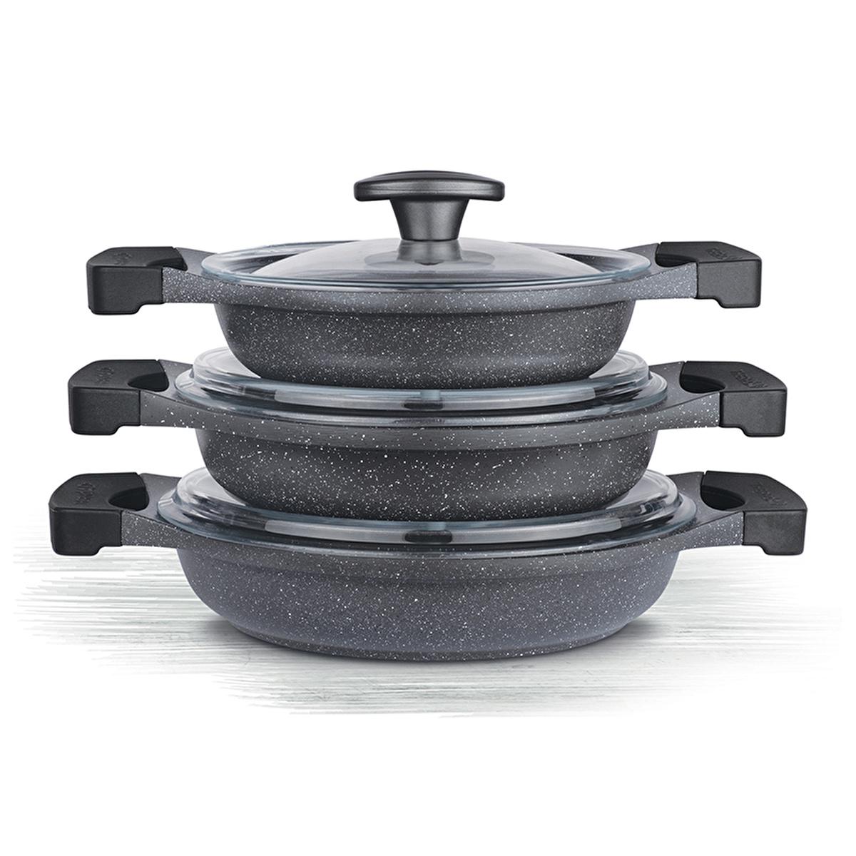 Thermoad Granite Coated Cookware Set: Lightweight, PFOA-Free Aluminum Saucepans for Energy-Saving Cooking