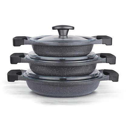 Thermoad Granite Coated Cookware Set: Lightweight, PFOA-Free Aluminum Saucepans for Energy-Saving Cooking