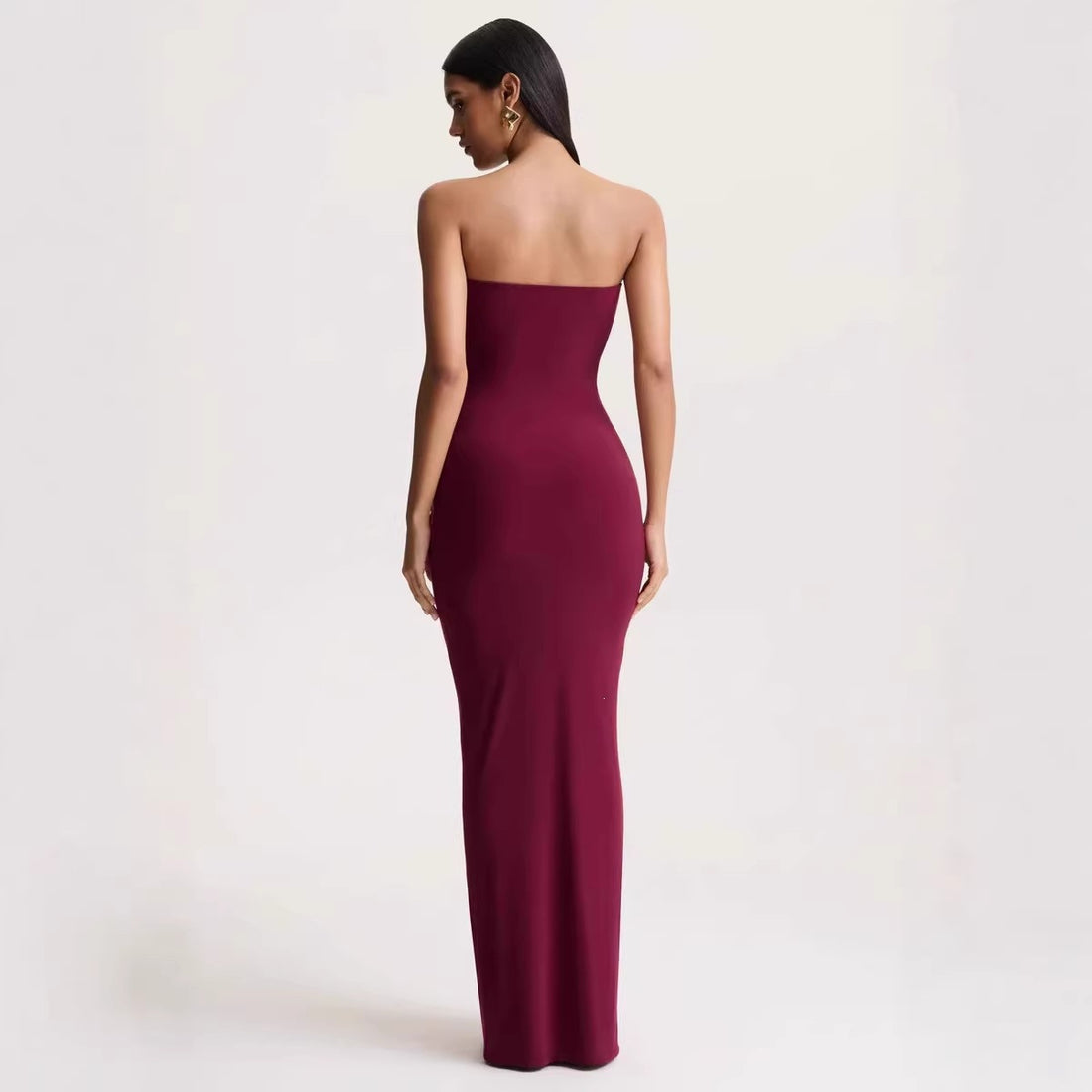 Elegant Ruched Backless Long Dress