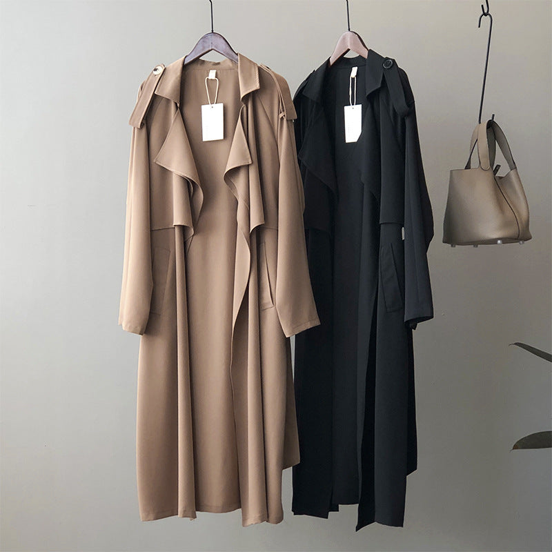 Herbst neue Mode eleganter langer Trenchcoat für Frauen Retro britischer Oversize-Mantel Damen