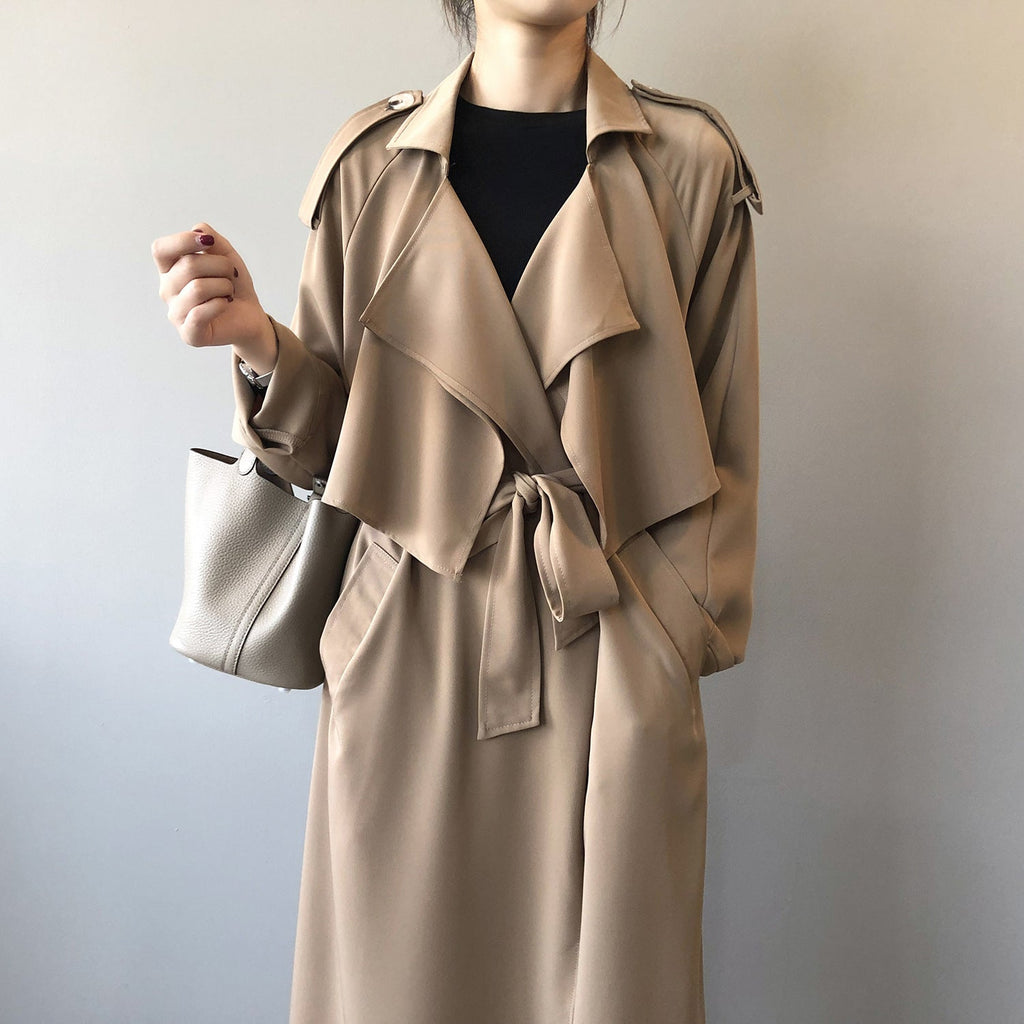 Herbst neue Mode eleganter langer Trenchcoat für Frauen Retro britischer Oversize-Mantel Damen