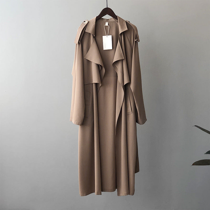 Herbst neue Mode eleganter langer Trenchcoat für Frauen Retro britischer Oversize-Mantel Damen