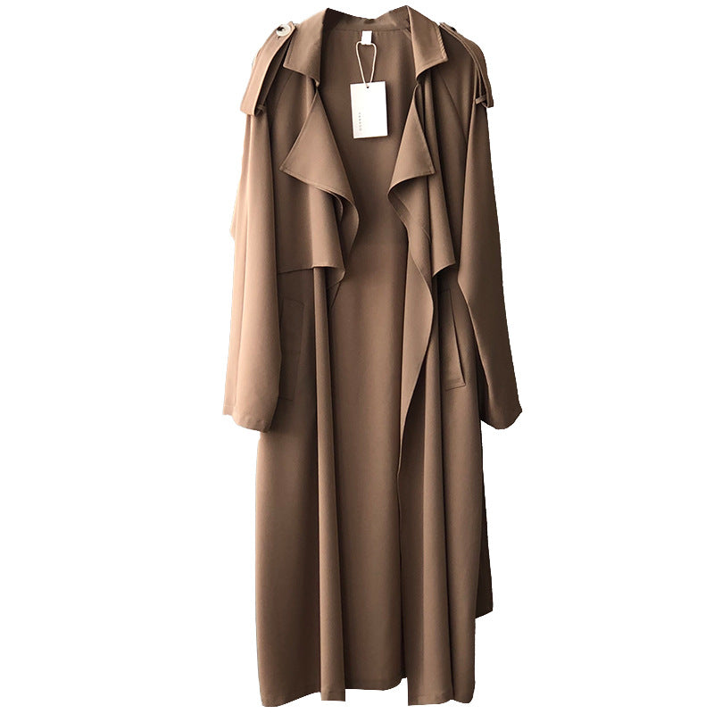 Herbst neue Mode eleganter langer Trenchcoat für Frauen Retro britischer Oversize-Mantel Damen