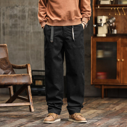 Mens American Retro Cargo Pants Loose Straight Casual Trousers