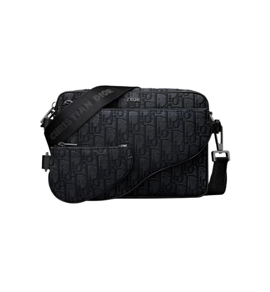 Dior Saddle Triple Pouch Beige and Black Dior Oblique Jacquard
