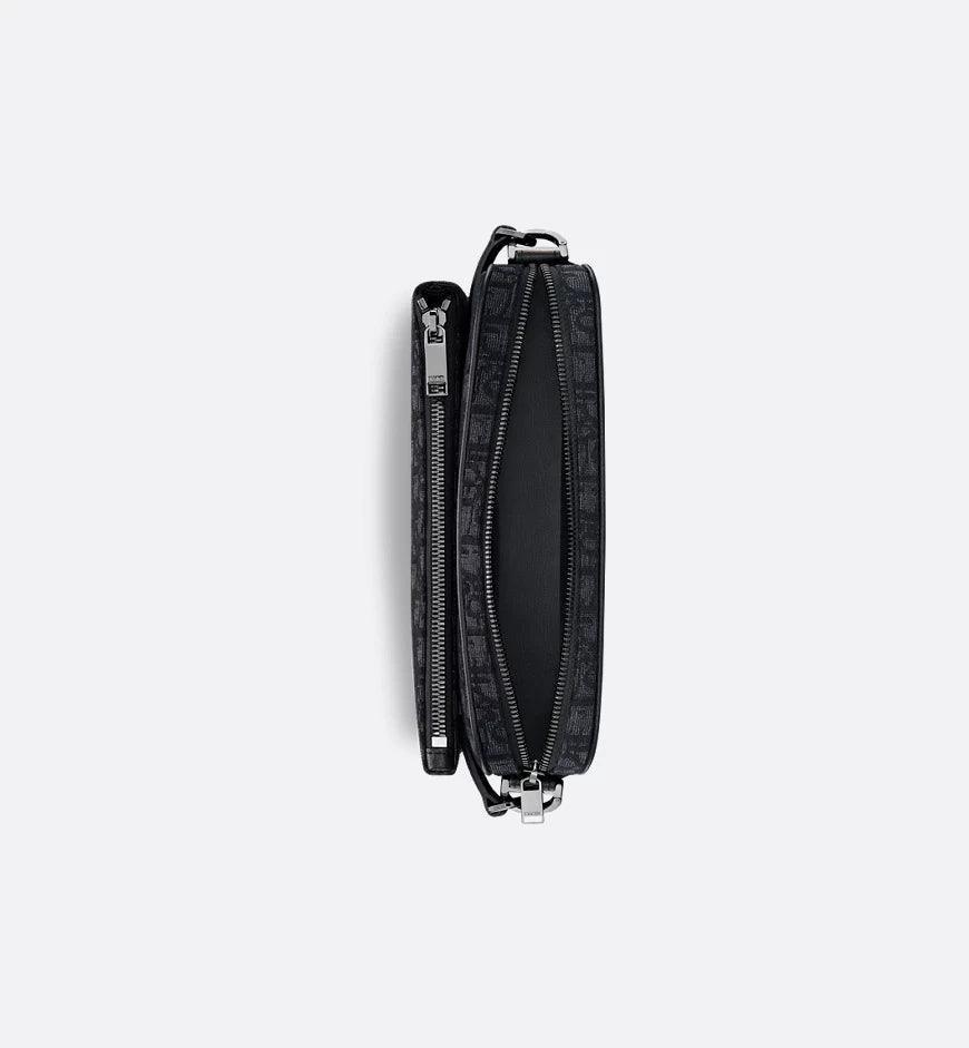 Dior Saddle Triple Pouch Beige and Black Dior Oblique Jacquard