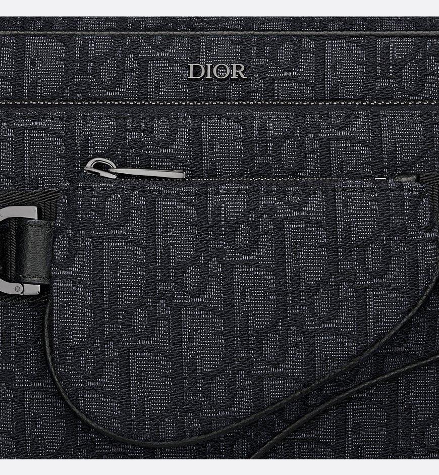 Dior Saddle Triple Pouch Beige and Black Dior Oblique Jacquard