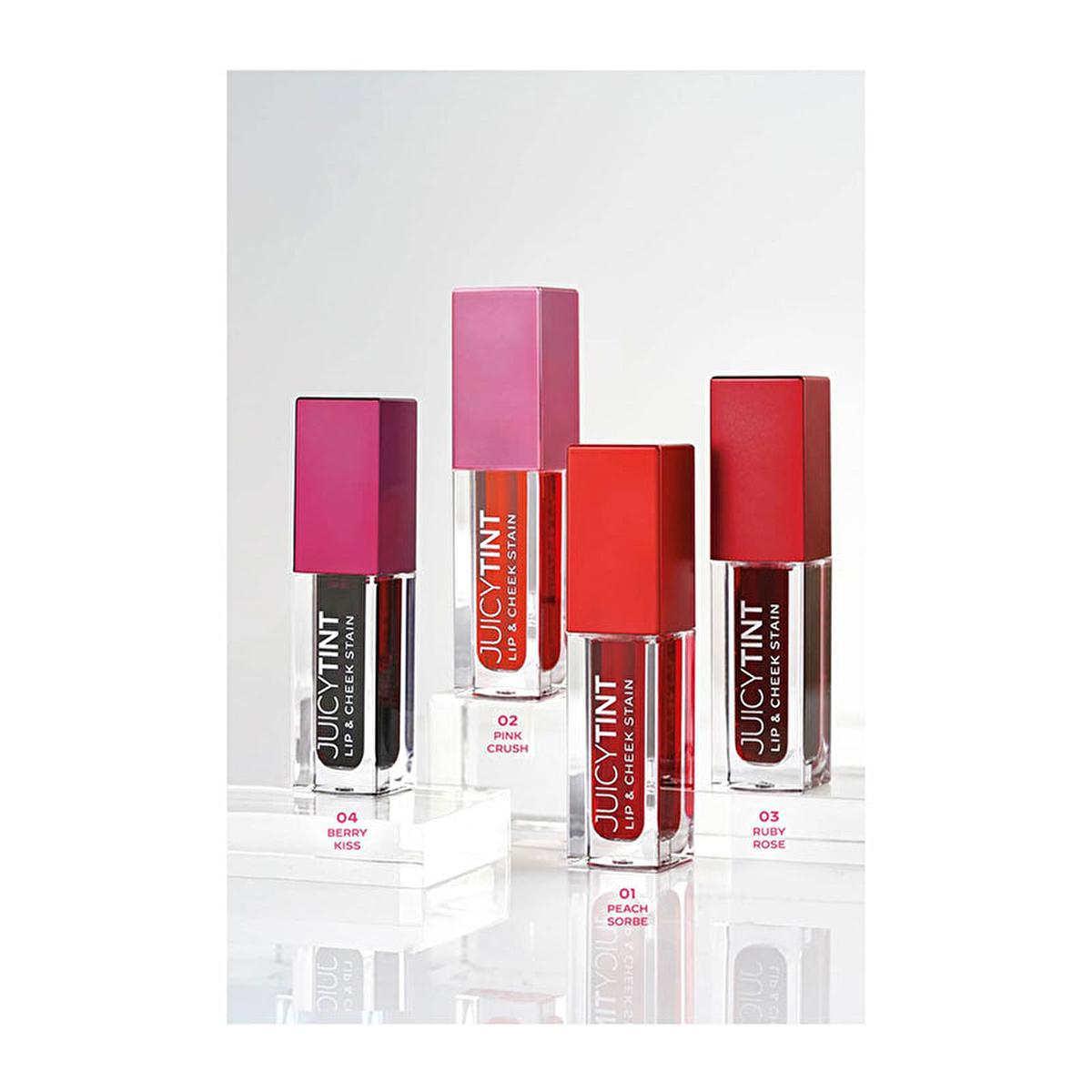 Golden Rose Juicy Tint Lip &amp; Cheek Stain No:03 Ruby Rose - Multi-purpose Makeup for Natural Look