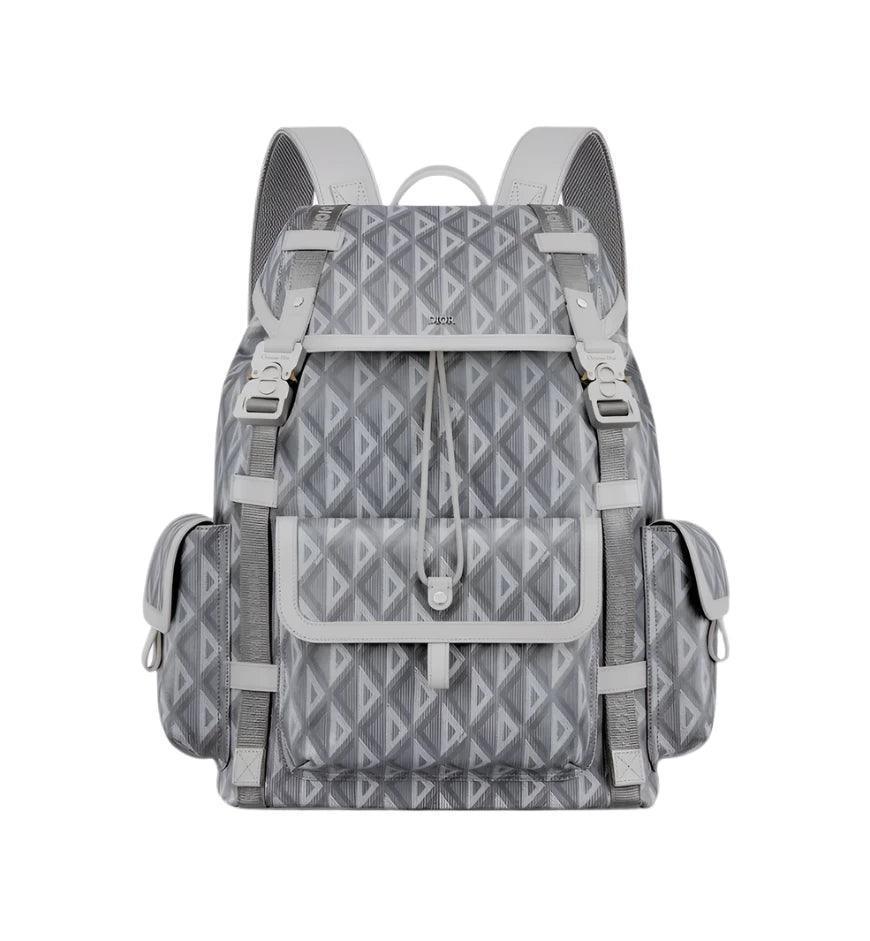 Dior Gray Coated Cotton Canvas with CD Diamond Print and Dior Gray Smooth Calfskin